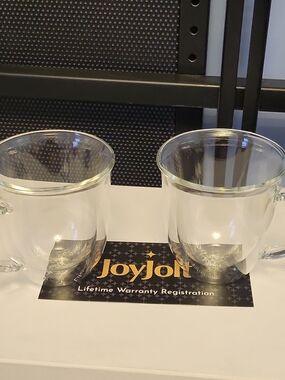 Jolt Clear Double-Walled Glass Tea Mugs - Set of 2